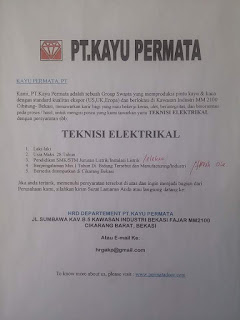 Lowongan kerja PT. Kayu Permata