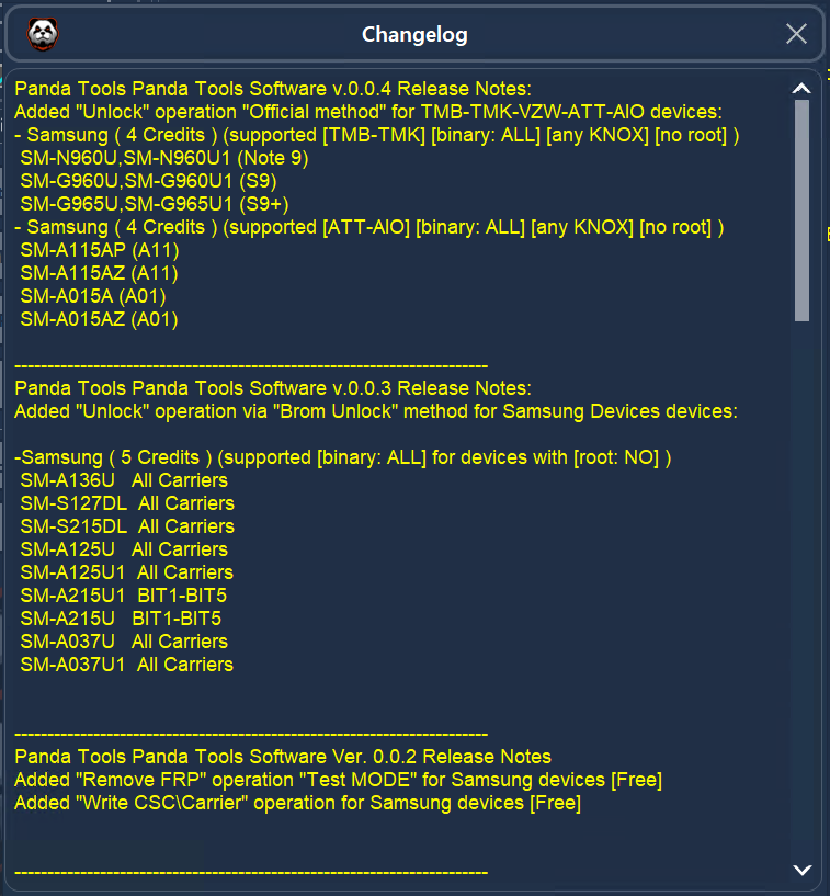 Panda Tools V0.4 Free Download We provide fast unlock Solutions Panda Tools V0.4, Change CSC, FRP Bypass, Remove User lock