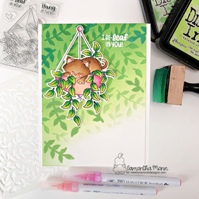 I Be-leaf in You Card by Samantha Mann for Newton's Nook Designs, Distress Inks, Flock, Thermoweb, Stencil, Encouragement Card, Card Making, Handmade Cards, #newtonsnook #newtonsnookdesigns #distressinks #inkblending #flock #thermoweb