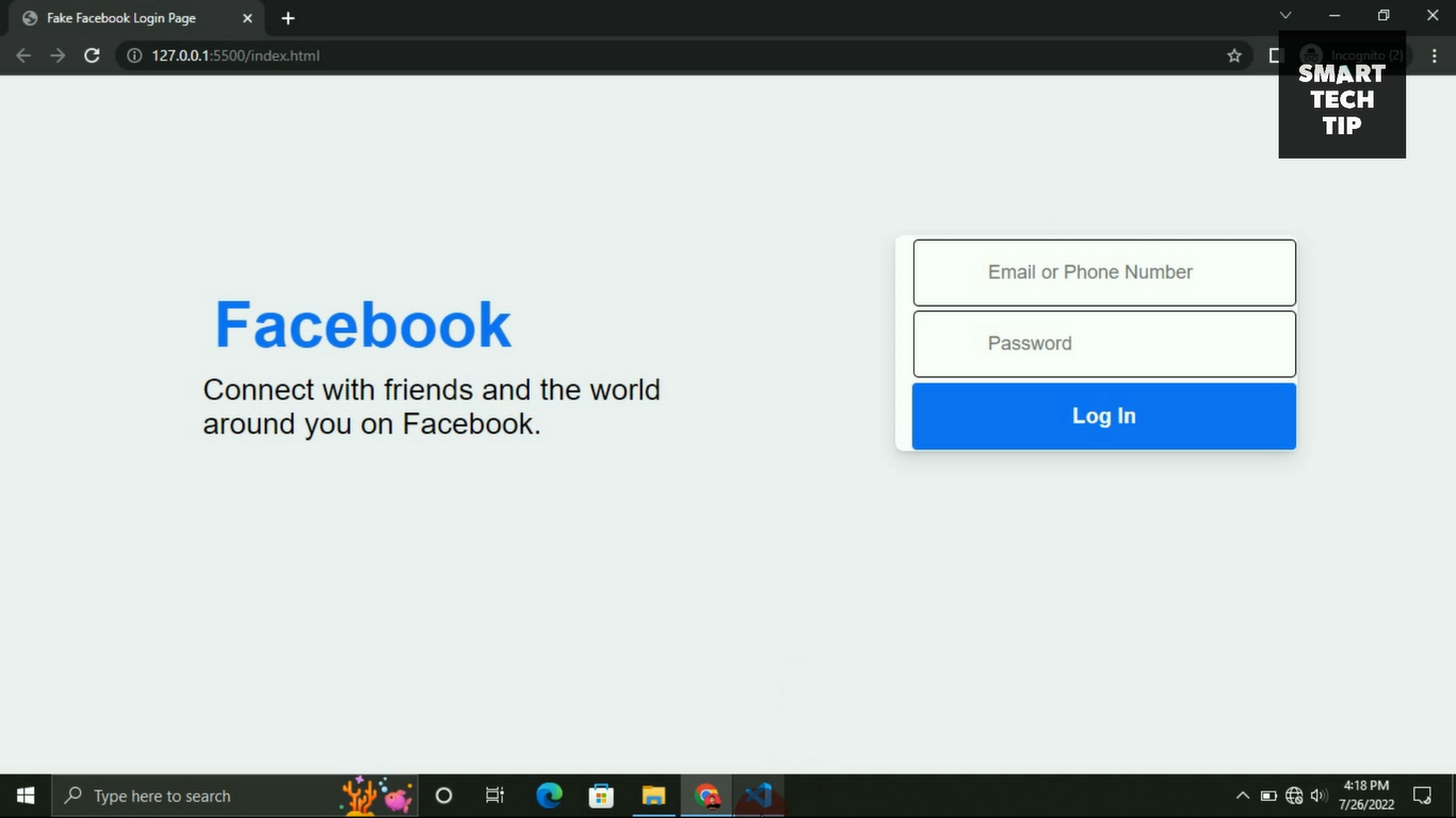 How To Create Facebook Login Page Design Using Only HTML And CSS