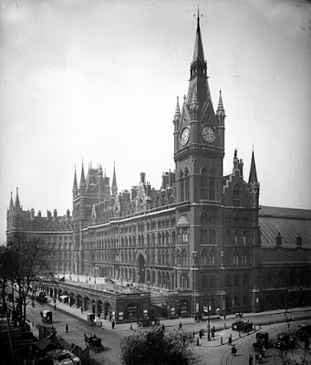 st pancras, miland grand hotel, international, victorian, gothic, architecture, london, train station, railway, building, old, grade 1 listed, grade I listed, euston road, greater london, britain, england, uk, tower, spire, turret, streetscape