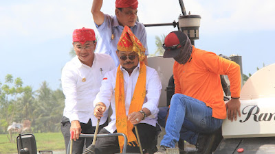 Wagub Sulteng Panen Padi Bersama Menteri Pertanian RI di Kabupaten Sigi