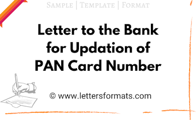 letter to bank manager for adding pan number