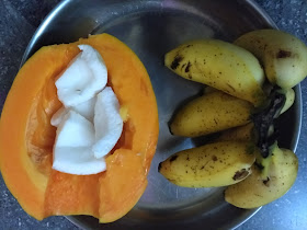 Papaya, Rasthaali banana, Coconut