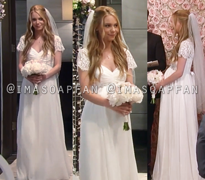 Nelle Benson, Chloe Lanier, Silk Maternity Wedding Gown with Lace Sleeves, Seraphine, General Hospital, GH