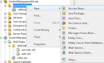 Create a session bean in Netbeans