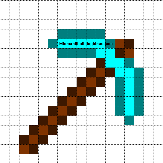 Minecraft Pixel Art Templates: Diamond Pickaxe