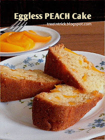 Eggless Peach Cake Recipe @ http://treatntrick.blogspot.com 