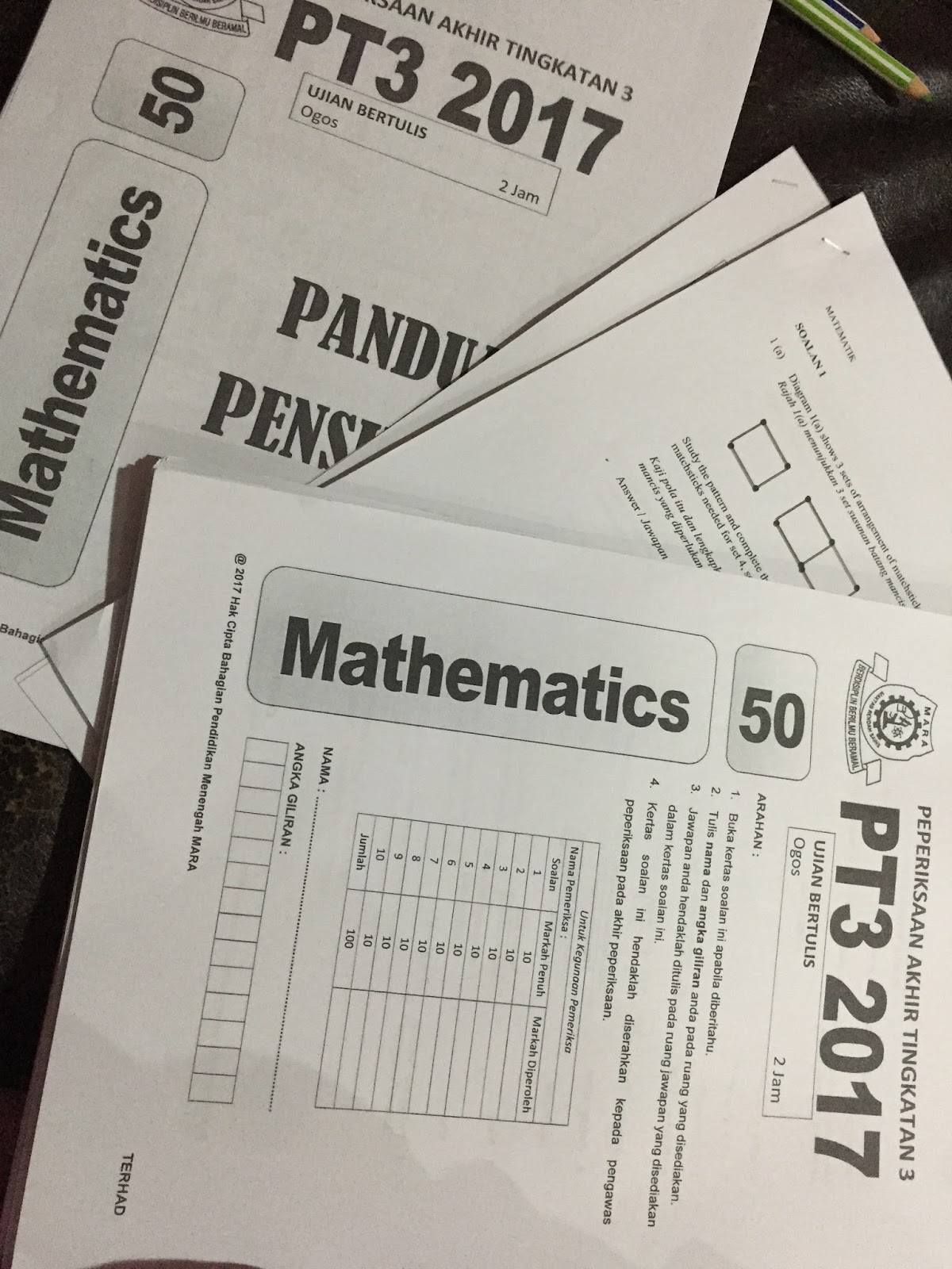 Pecutan Akhir Sebelum Exam - Contoh Soalan Percubaan PT3