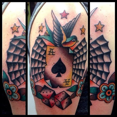 Ace and Bird Tattoo