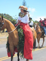 pa'u riders Hawaiian women on horseback in Maui parade