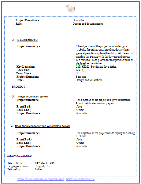 Download Now MCA Fresher Resume Sample