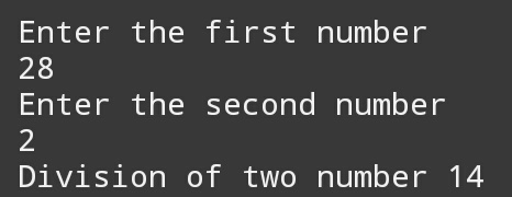 Write a c++ program find division of two number 