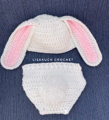Easter Crochet Ideas Buny Hat and Diaper set