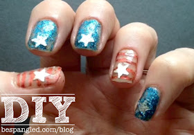 DIY Patriotic Fourth of July American Flag Manicure - Nail art video tutorial #nailart #manicure #nails 