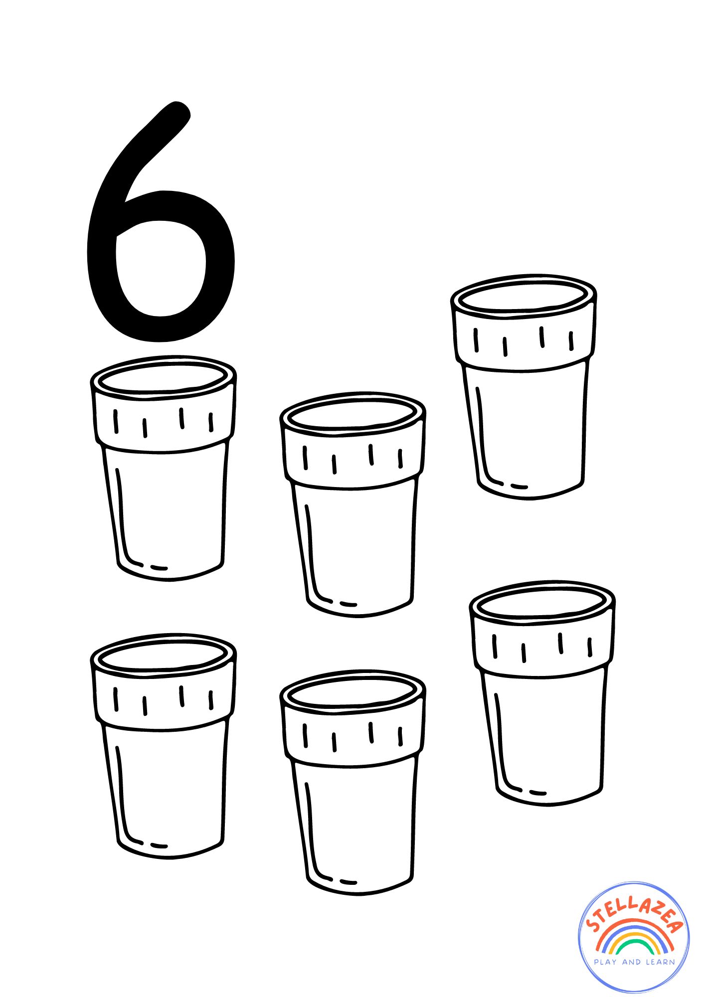 Number 6 Worksheets For Kindergarten - Glass coloring page