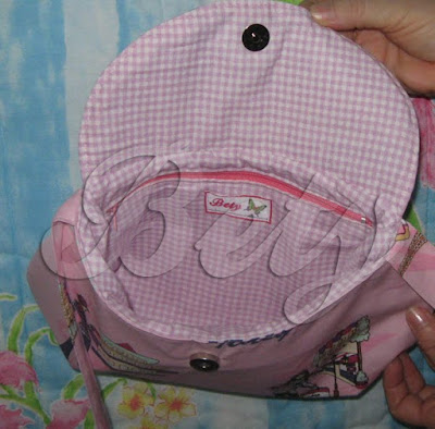 Bolsa Interior Tecido Xadrez rosa e branco