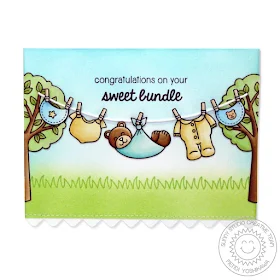 Sunny Studio Stamps: Baby Bear Sweet Bundle Clothesline Card by Mendi Yoshikawa