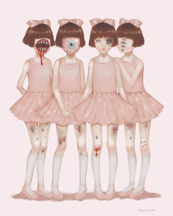 Sara Saccstry instagram arte ilustrações surreais bizarras horror perturbadora tripofobia