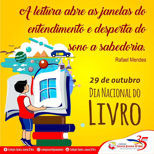 Colégio Santa Joana D'Arc promove semana literária com alunos em homenagem ao Dia Nacional do Livro.