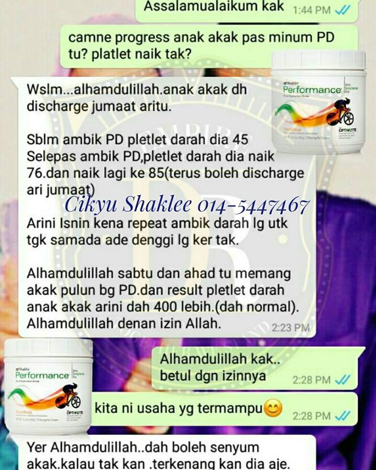 Testimoni performance Drink Shaklee