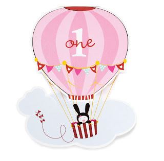1st Birthday Girl Hot Air Balloon Invitation
