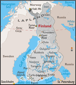 Kort over Finland Land
