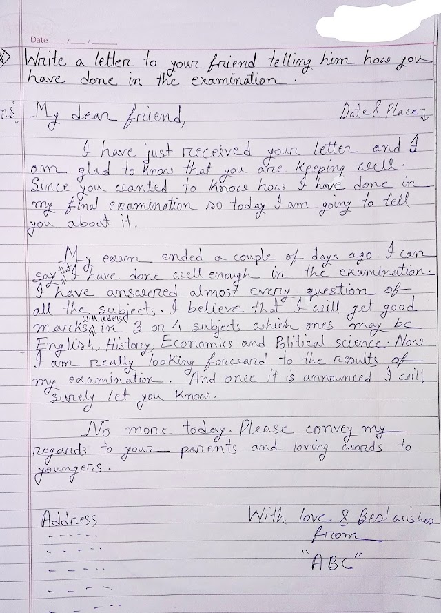 Write A Letter To Your Friend Telling Him How You Have Done In The Examination | Letter Writing 