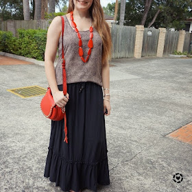 awayfromtheblue Instagram animal print tank red saddle bag matching red necklace maxi skirt mum style