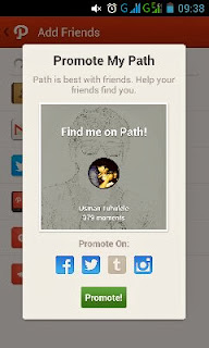 Cara Promosi Path di Faceebook, Twitter, Instagram (Find on me Path)-5