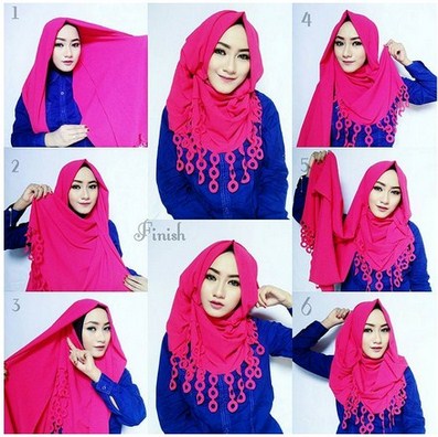 Gambar Tutorial Hijab Pashmina Modern dan Keren untuk 