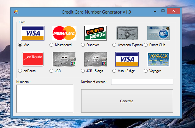 hack life: Credit Card Number Generator tested and works 12/11/2014