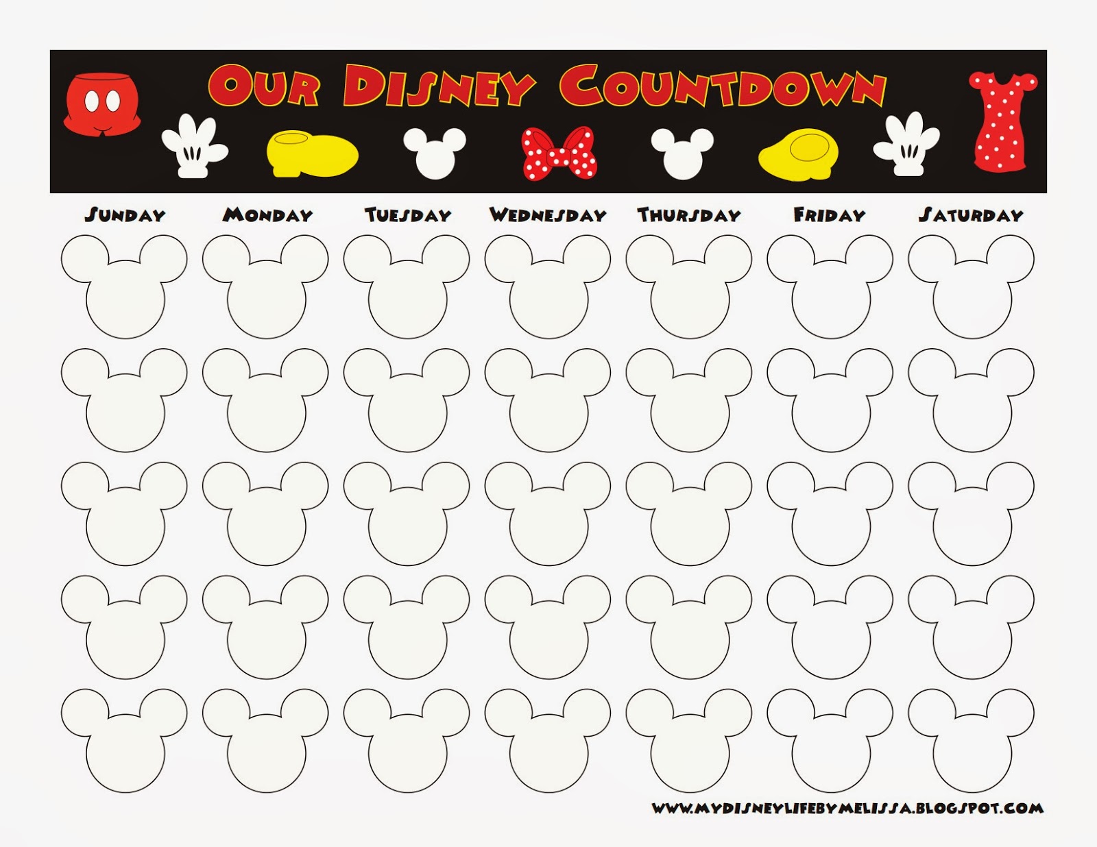 Disney Countdown Calendar Printable