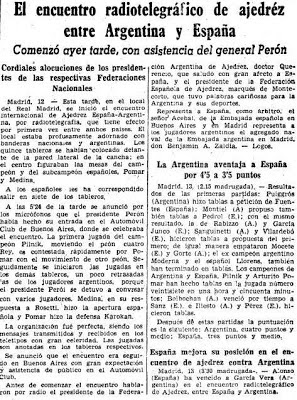 Recorte del diario ABC sobre el Match de 13 de octubre de 1946