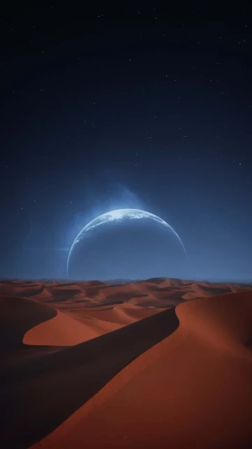 Night Moon Sky Desert Mobile Wallpaper HD, Download Free HD Wallpaper for iPhone, Smartphone, Mobile Phone Device.