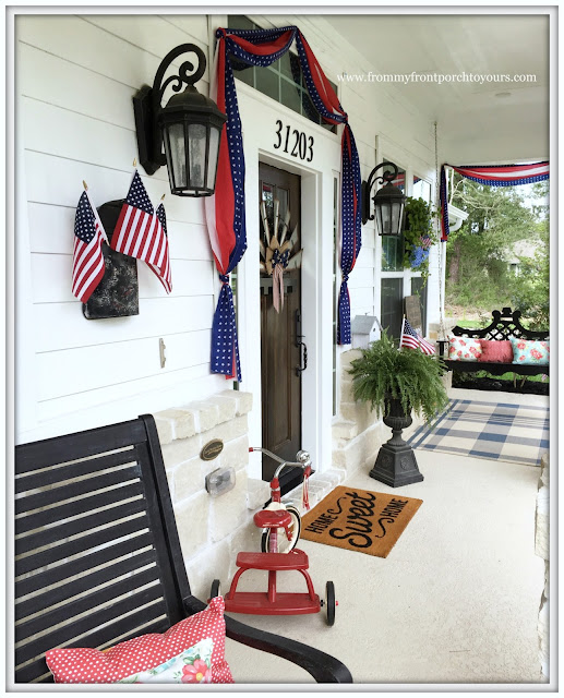 Farmhouse-Fourth of July-Patriotic-Bunting-Tricycle-Porch Rug- Front Porch-From My Front Porch To Yours