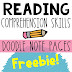 Free Reading Comprehension Skills Doodle Note Pages