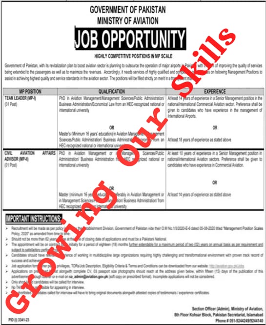 Exciting Opportunities in Management at Ministry of Aviation Islamabad (2023)