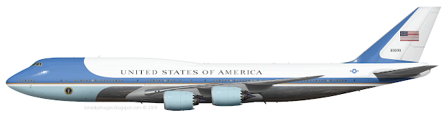 Boeing 747-8i in Raymond Loewy Air Force One livery.