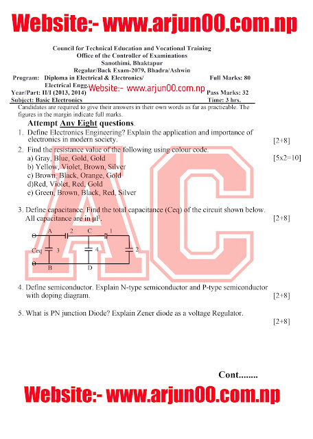 Basic Electronics 2078, Third Semester :- DEE Question