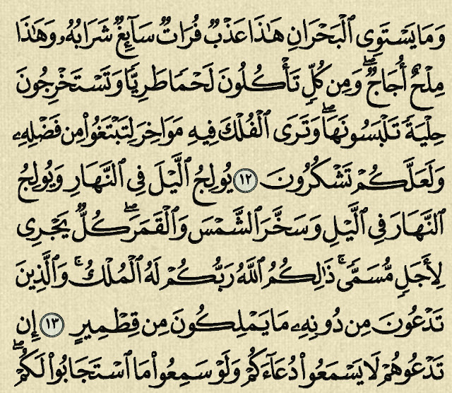 شرح وتفسير سورة فاطر ‏Surah Fatir (من الآية 12 إلى الآية 26 )