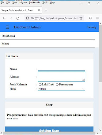 Output layout simple admin dashboard html css jquery toggle menu