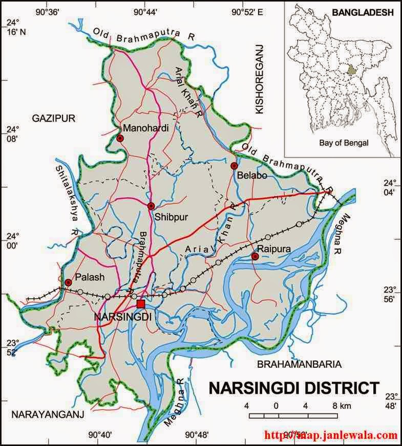 narsingdi zila map of bangladesh