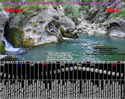 Calendario Lunar. Febrero de 2016. Sierra del Camero Viejo.