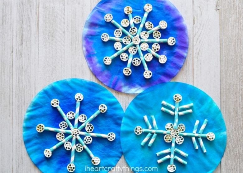 coffee filter snowflake craft for kids