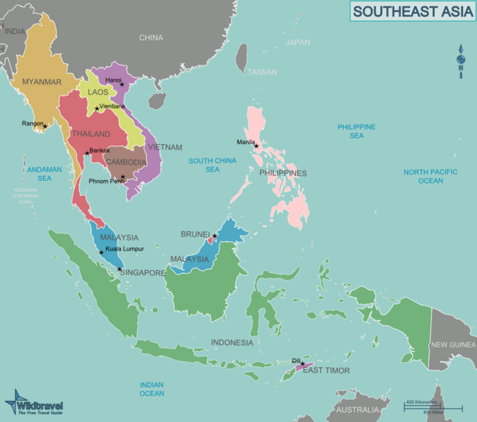 east asia map with cities. And capitals of south-east