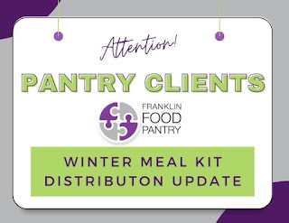 Franklin Food Pantry info on Winter Meal Kit distribution scheduled for Dec 18