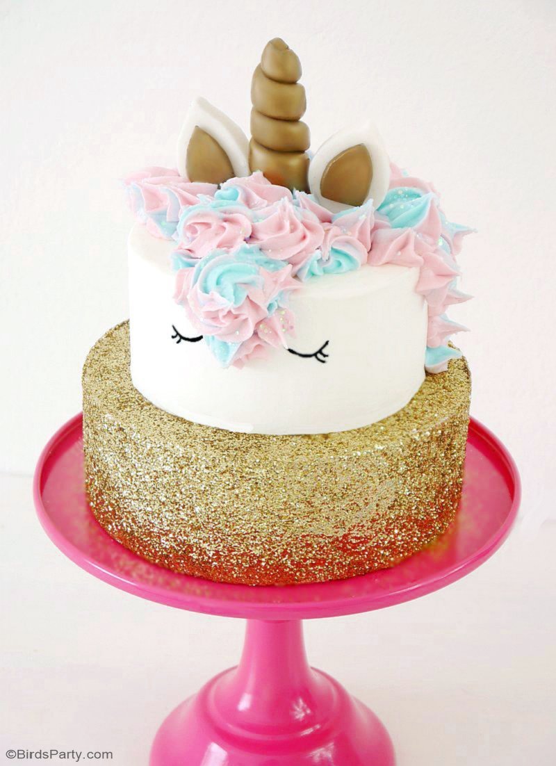 DIY Gâteau d'Anniversaire Licorne  - apprendre à faire ce gâteaux magnifique pour un goûter d'anniversaire fille! C'est super facile et ludique! by BirdsParty.fr @BirdsParty