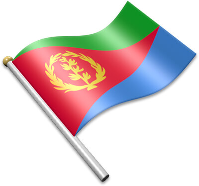 The Eritrean flag on a flagpole clipart image