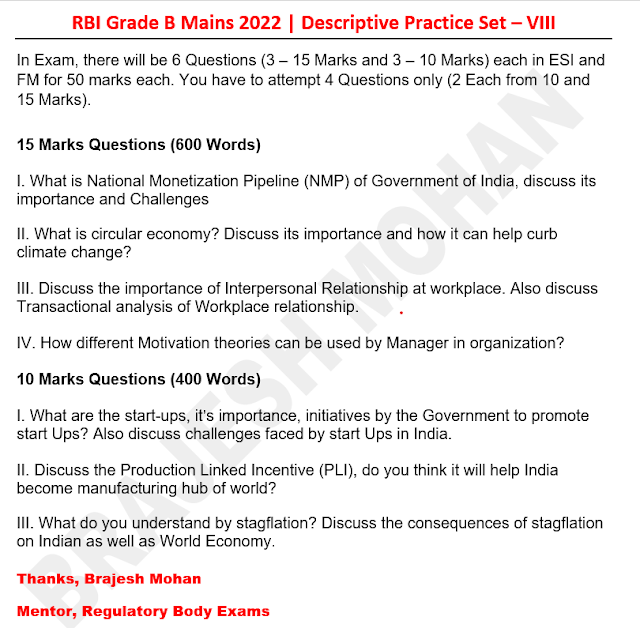 Descriptive Q&A Practice Set - VIII